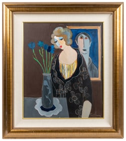 TARKAY, Itzchak (Israeli, 1935-2012). Woman Looking at Vase...