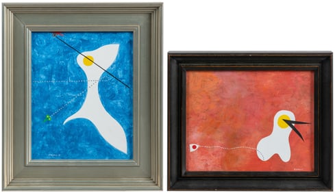 ZAYON, Seymour (American, b. 1930). Two Paintings. Two Bird...