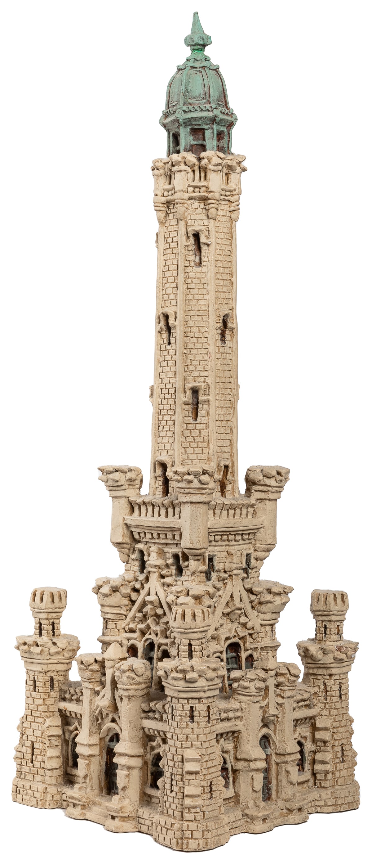 JACOBSEN, Zani (American, 1928-1993). Chicago Water Tower. ...: JACOBSEN, Zani (American, 1928-1993). Chicago Water Tower. Cast plaster relief with paint and metal. 28 ¾ h x 12 ½ w x 7”d. Artist’s label to verso. This lot comes with ephemera