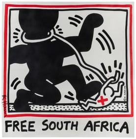 HARING, Keith (American, 1958-1990). Free South Africa. 198...