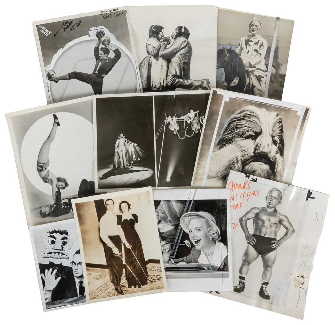 Group of 19 Newspaper Photographs. Circus, Human Interest, ... (1 of 2)