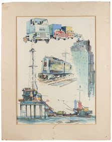 [UNKNOWN ARTIST]. Untitled Illustration of Industrial Subje...