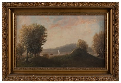 ARTIST UNKNOWN. Untitled (Pastoral Landscape). Unsigned. Oi...