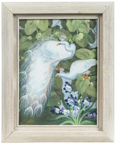 [UNKNOWN ARTIST]. Untitled Painting of Peacock and Peahen o...