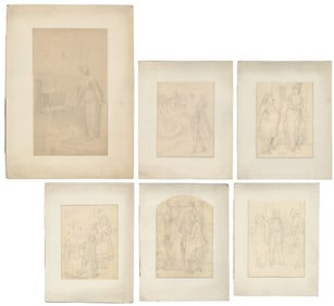 TENNIEL, Sir John (1820-1914). Group of 6 Original Pencil S...