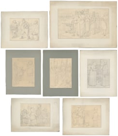 TENNIEL, Sir John (1820-1914). Group of 7 Original Pencil S...