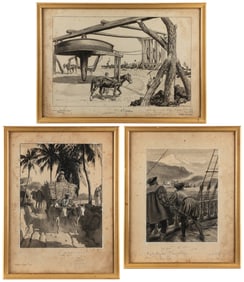 [UNKNOWN ARTISTS]. Trio of Illustration Art for 19th – 20th...