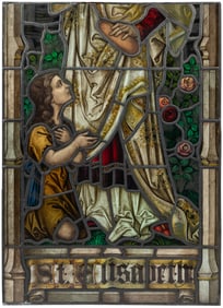 [STAINED GLASS]. “St. Elizabeth” Lower Portion of a Stained...