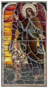 [STAINED GLASS]. Angel with Child, Stained Glass Window. [C...