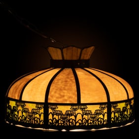 [STAINED GLASS]. Stained Glass Hanging Lamp. [Ca. 20th cent...
