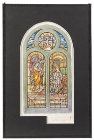 [STAINED GLASS]. CLINTON GLASS CO. Maquette for an arched c...