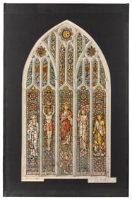 [STAINED GLASS]. CLINTON GLASS CO. Maquette for an arched c...
