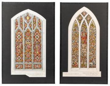 [STAINED GLASS]. CLINTON GLASS CO. Maquettes for two arched...