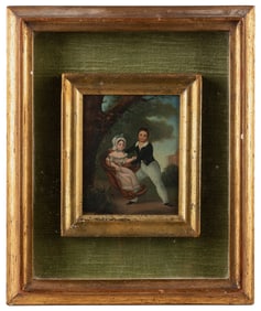 ARTIST UNKNOWN (19th century). Young Man Pushing a Younger ...
