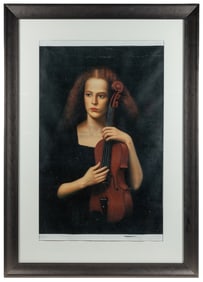 ARTIST UNKNOWN (20th century). Woman with Viola. Giclee wit...