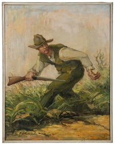 ARTIST UNKNOWN. Untitled (Hunter). Signed “R.A. Rummel” to ...