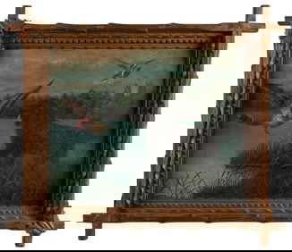 ARTIST UNKNOWN. Untitled (Hunting Scene). Unsigned. Oil on ...