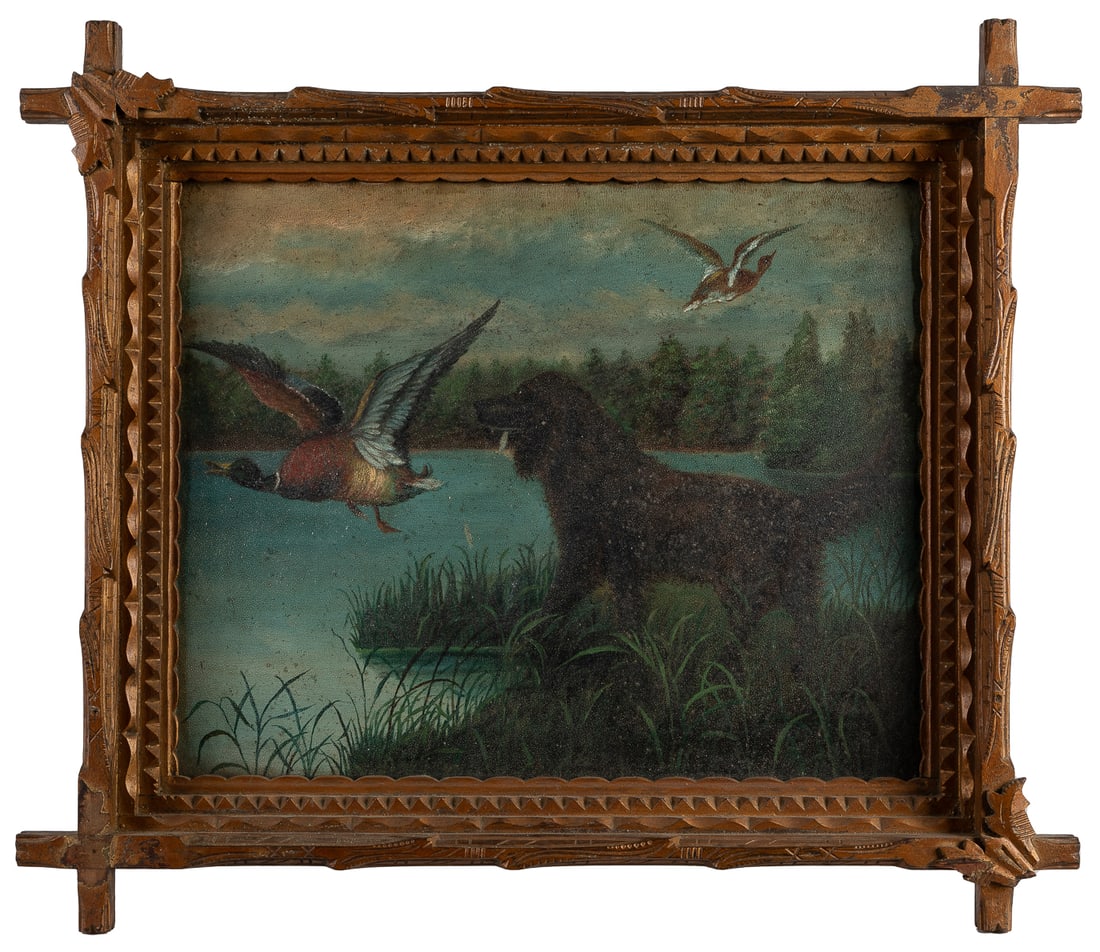 ARTIST UNKNOWN. Untitled (Hunting Scene). Unsigned. Oil on ... (1 of 1)