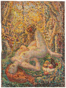 ARTIST UNKNOWN (20th century). Untitled. Pointillist Nude. ...