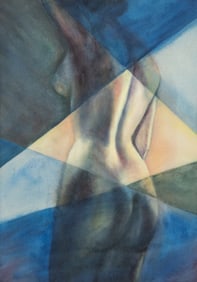 ARTIST UNKNOWN (American, 20th century). Nude with Cubist L...