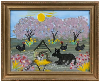 WELLBORN, Annie (American, 20th century). The Chicken Yard ...