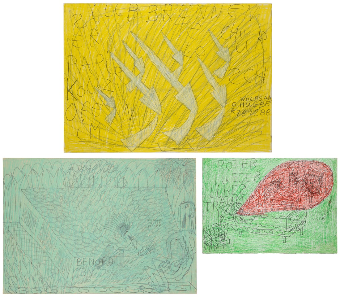 HUEBER, Wolfgang (German, b. 1950). Three Untitled Drawings... (1 of 4)