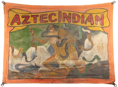 [SIDESHOW BANNERS] Aztec Indian (with Snakes). Not dated. P...