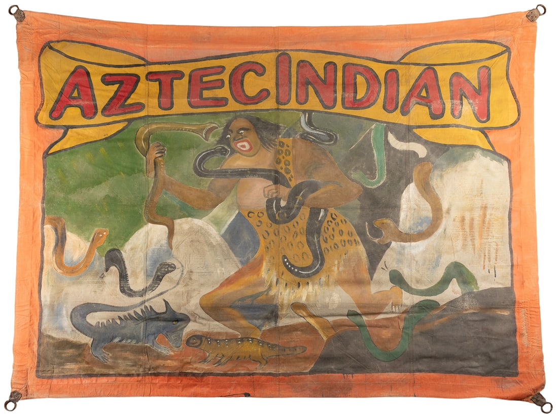 [SIDESHOW BANNERS] Aztec Indian (with Snakes). Not dated. P... (1 of 1)