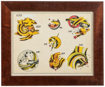 Tattoo Flash. (American, 1970s). Colored pencil on offset t...