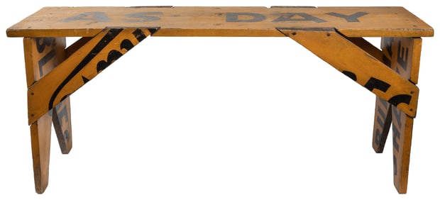 Burma Shave Remnant Bench. (American, 20th century). Wood and pai...