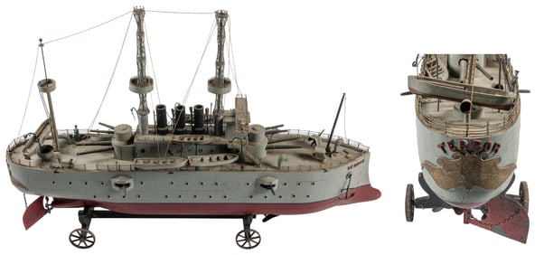 [FOLK ART]. Monumental Battleship, “The Terror”. (American,...