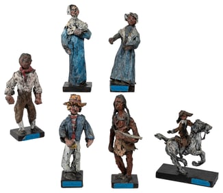 Six Handmade Americana Figures. Paul Revere, Mary Dyer, Cri...