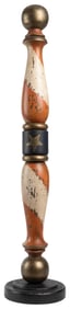Turned and Painted Wood Barber Pole. (American, Late 20th C...