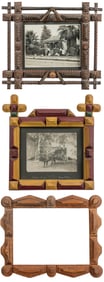 Three Tramp Art Frames, Two with vintage photographs. Chip ...