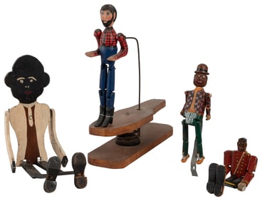 [FOLK ART] Three Minstrel Style Limberjacks and One Dancing...