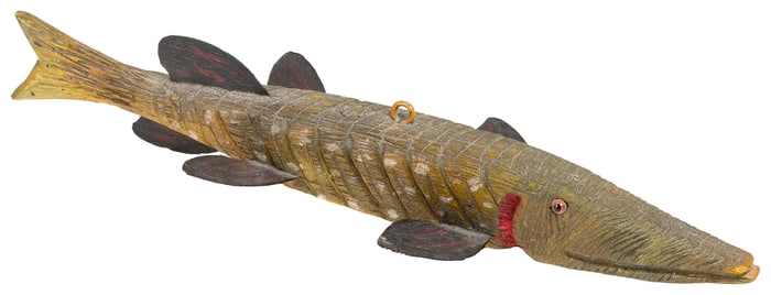 [FOLK ART] Gar Fishing Decoy. (American, 20th Century). Woo...