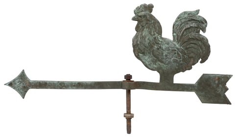 Cast Iron Rooster Weathervane with Patina. (American, 20th ...