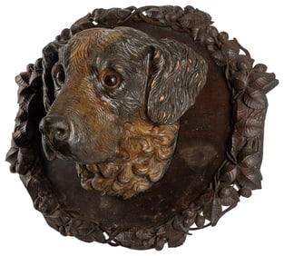 Black Forest Hunting Dog Head on Plaque with Leaf and Seed ...