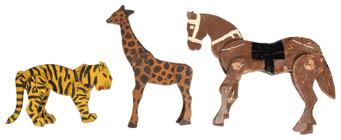 [FOLK ART] (American, 20th century). Horse, Tiger and a Gir...