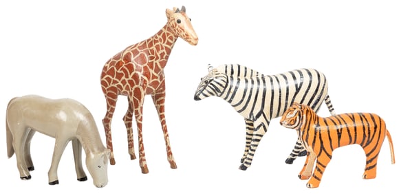 [FOLK ART] (American, 20th century). Horse, Tiger, Zebra an...