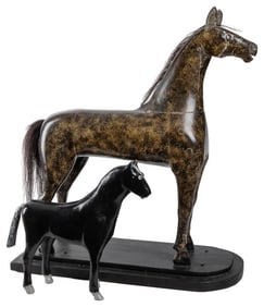 Two Folk Art Horses. (American, 20th century). Carved wood,...