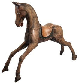 Horse Rocker (20th century). Wood, leather, brass, paint. 3...