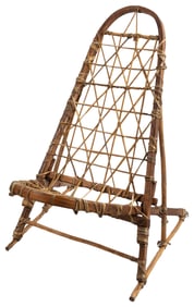 Handcrafted Low Chair. Circa 1930s. Animal sinew, ashwood. ...