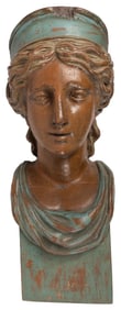Carnival Female Figurehead Carving. 20th century. Carved an...