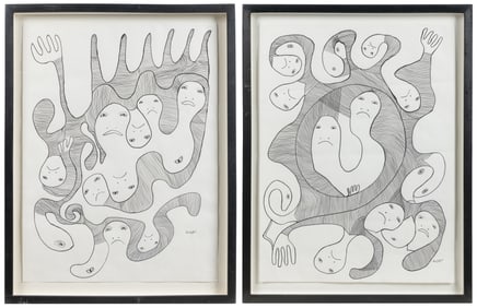 EXIL, Levoy (Haitian, b. 1944). Two Untitled Drawings. 1988...