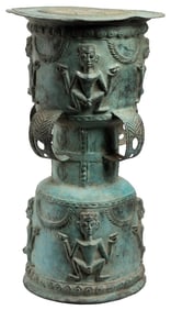 Indonesian Handcrafted and Wrought Iron Drum. 20th century....