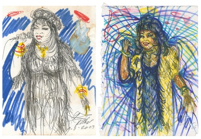 HAMPTON, Luther (America, 1942-2023) Two Untitled Drawings.