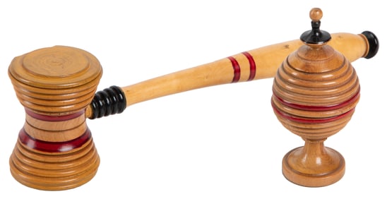 Ball Vase & Hammer. Vienna: R. Klingl [?], ca. 1890. A wood...