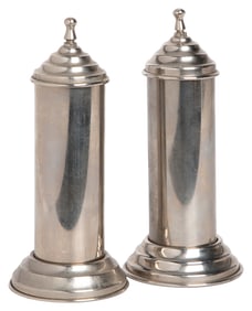 Ball Columns. German, ca. 1920s. Two nickel plated tubes wi...