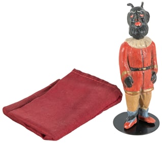 Bonus Genius. Circa 1890. Carved wooden figure of a horned ...